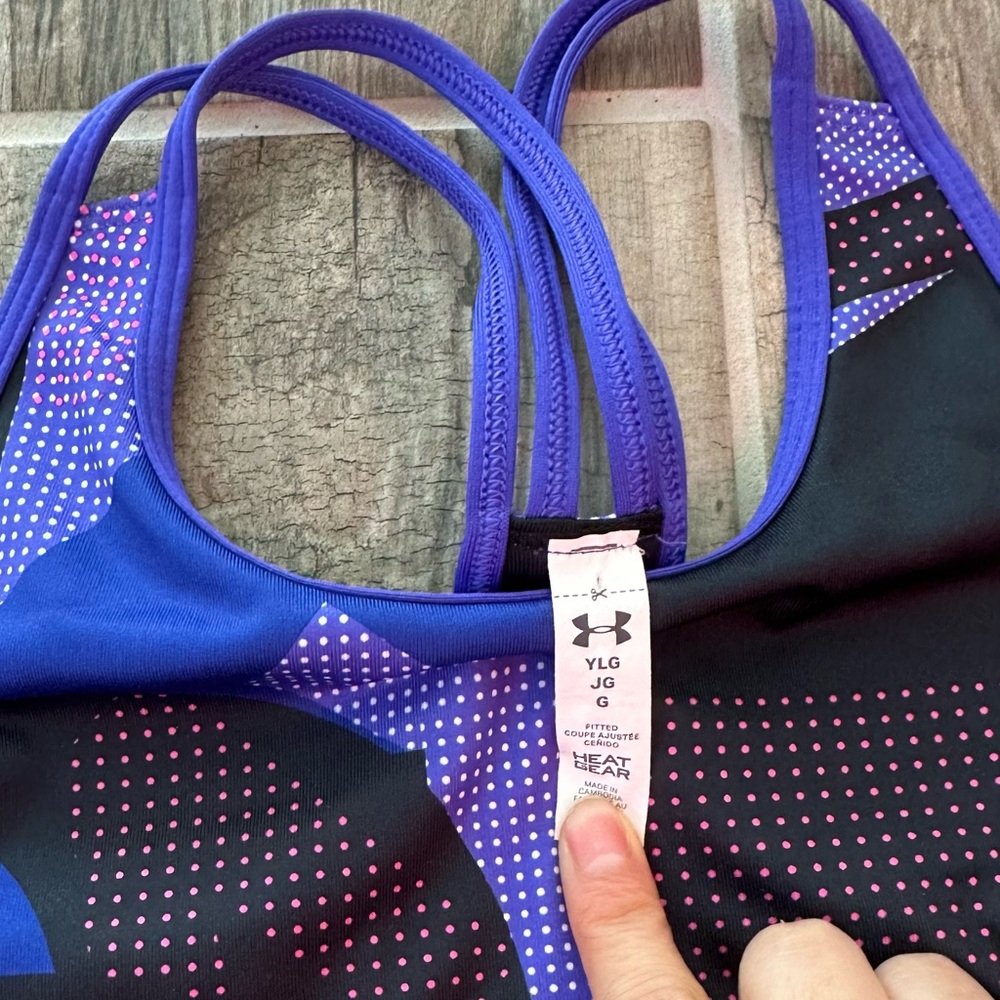Under Armour Black Sports Bra with Pink Straps - Picture 5 of 5